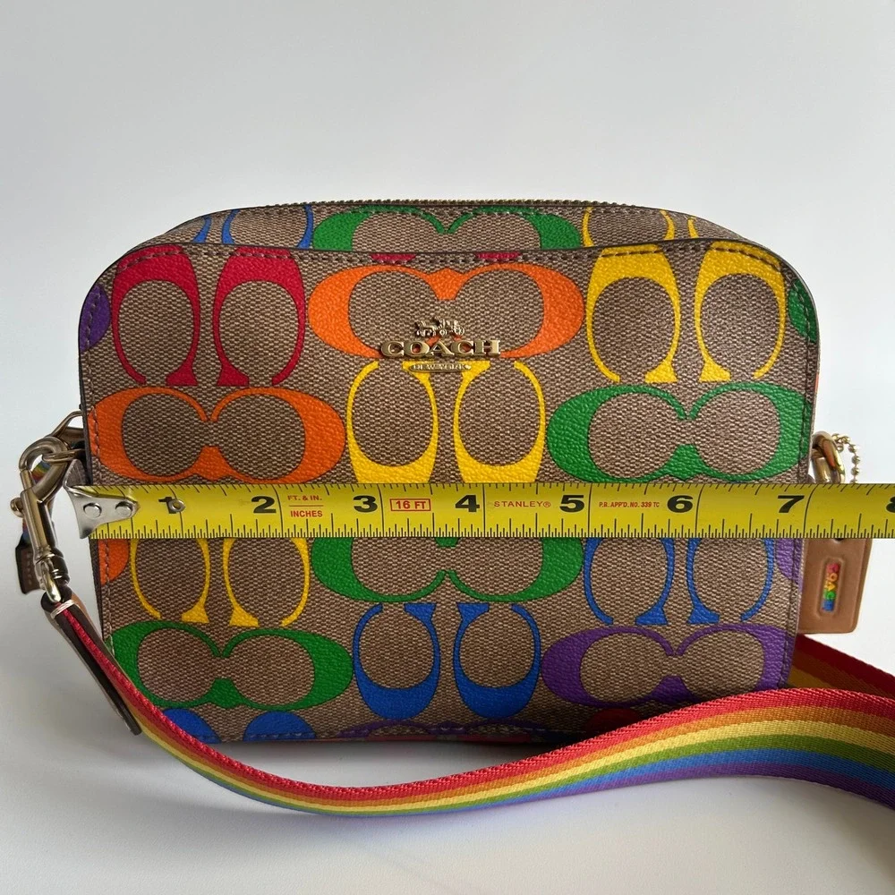 Coach Jamie Camera Bag Rainbow Signature Canvas Crossbody Excellent